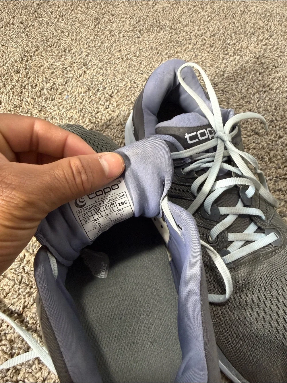 Topo Men's Athletic Running Shoes - Gray with White Sole - Picture 6 of 6
